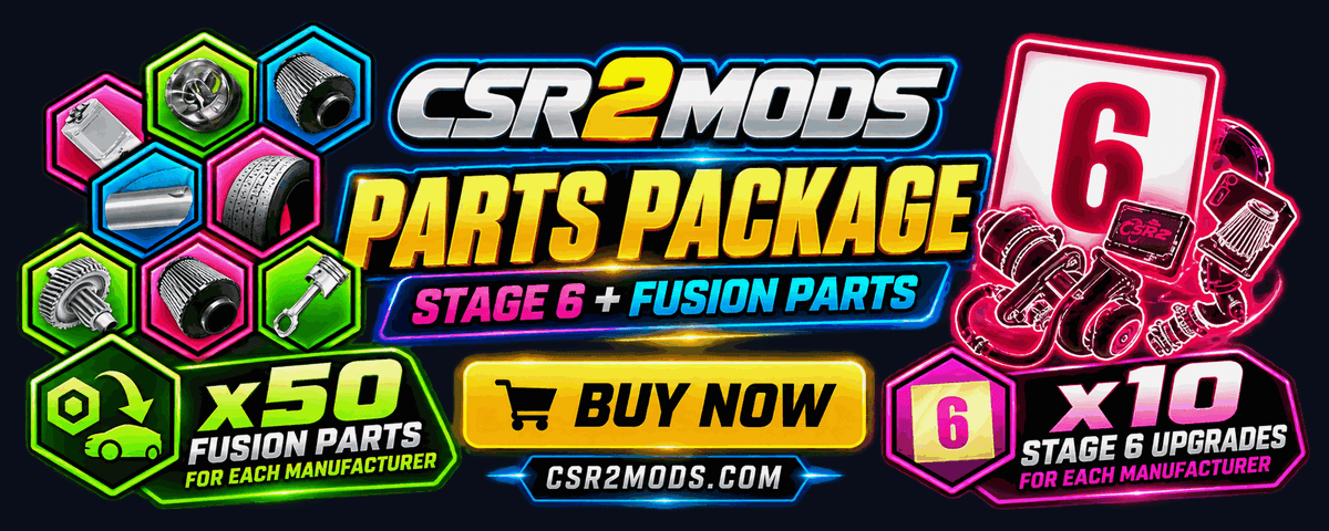 CSR2MODS parts package: stage 6 plus fusion parts, 50 fusion parts and 10 stage 6 upgrades for each manufacturer, buy now