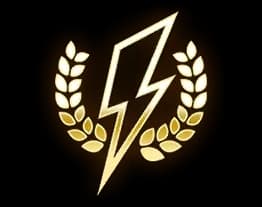 Lightning bolt in a laurel wreath