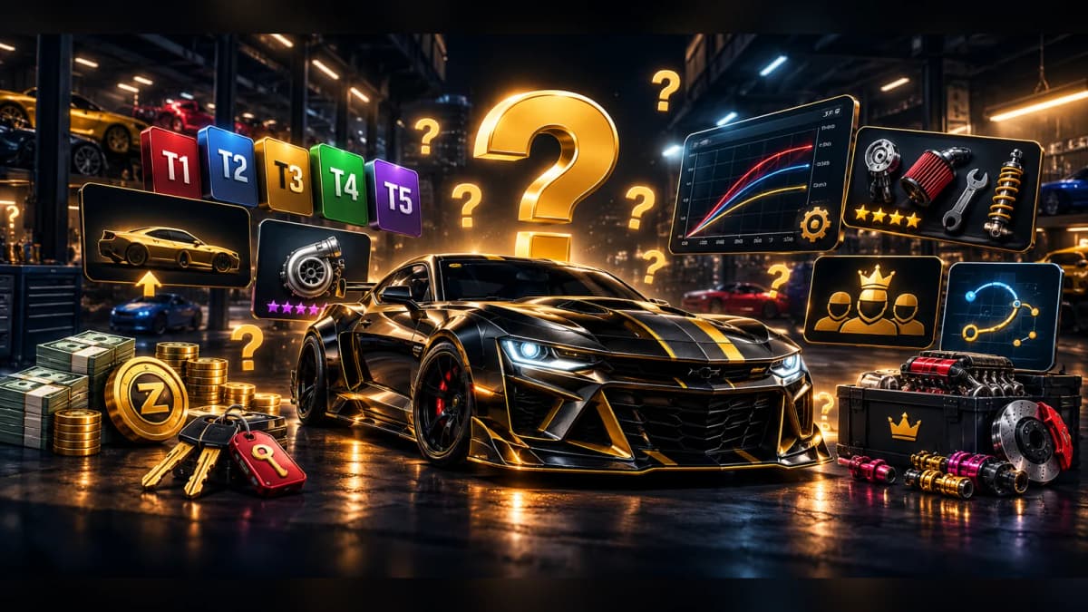CSR2 questions answered: T1 to T5 tiers, PP, upgrades, fusion parts, gold, keys and crews around a tuned CSR2 Car