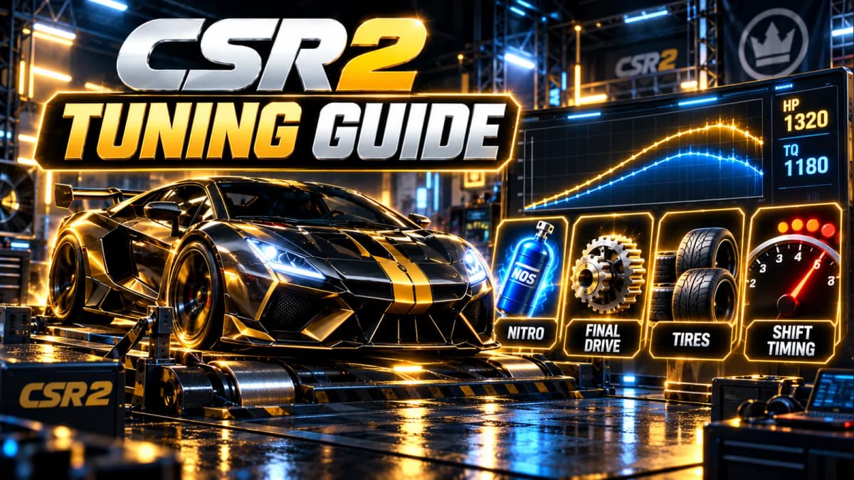 CSR2 tuning guide: a dyno power curve with nitrous, final drive, tires and shift timing settings