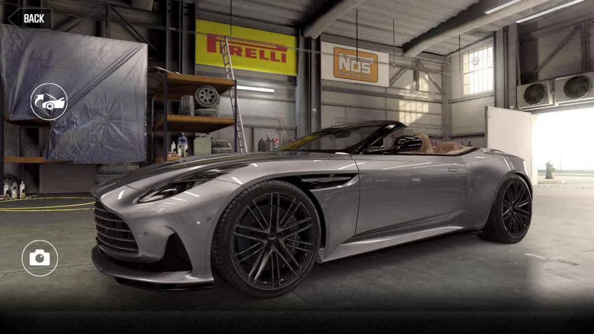Aston Martin DB12 Volante CSR2 season prize car in LightningSilver