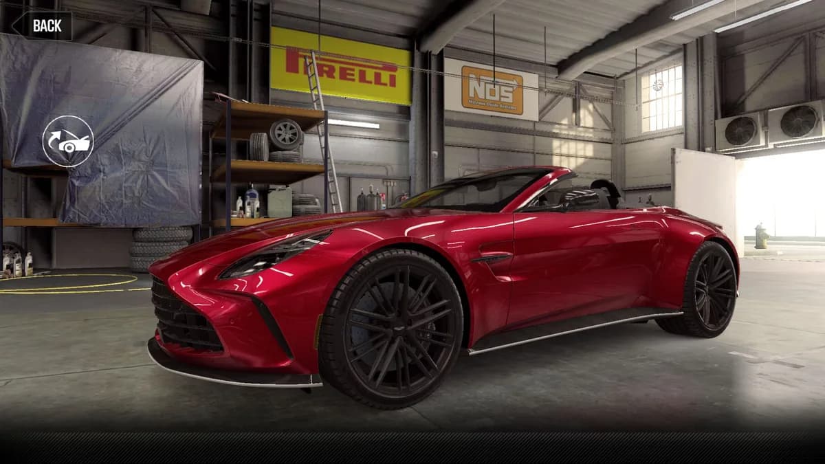 Aston Martin 2025 Vantage Roadster CSR2 season prize car in SupernovaRed