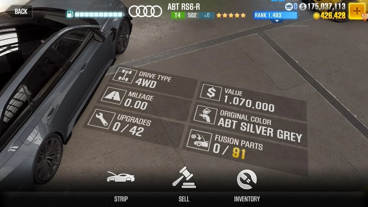Audi ABT RS6-R CSR2 fusion parts and upgrade breakdown, tier 4 gold star car