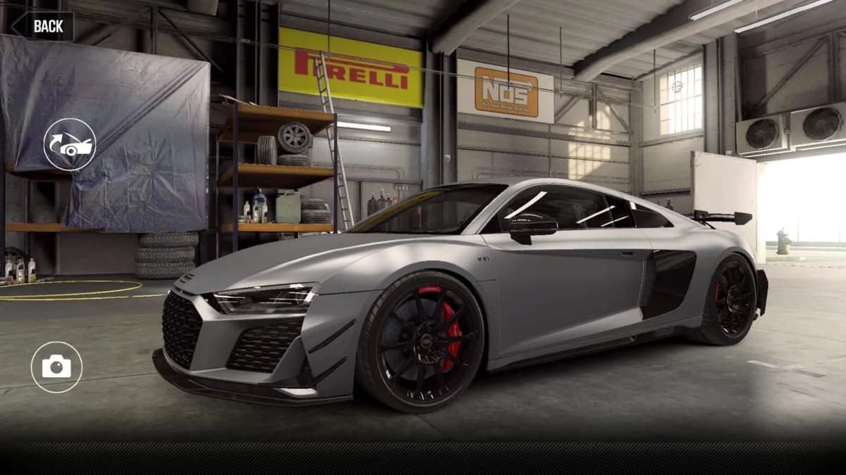 Audi R8 Coupe V10 GT RWD CSR2 season prize car in SuzukaGray