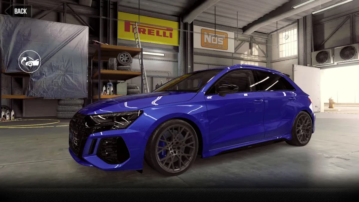 Audi RS3 Sportback performance edition CSR2 season prize car in NogaroBlue