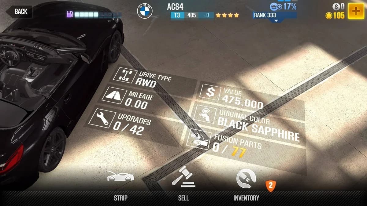 BMW ACS4 CSR2 fusion parts and upgrade breakdown, tier 3 gold star car