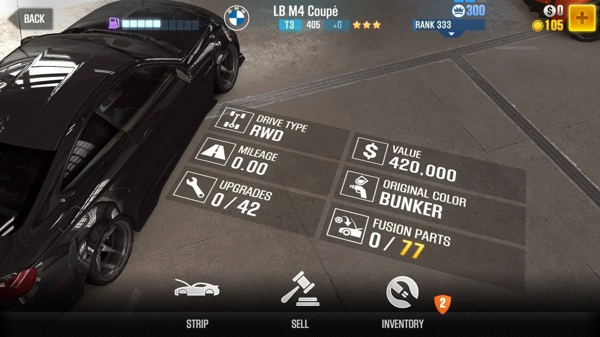 BMW 2014 LB M4 Coupe CSR2 fusion parts and upgrade breakdown, tier 3 gold star car