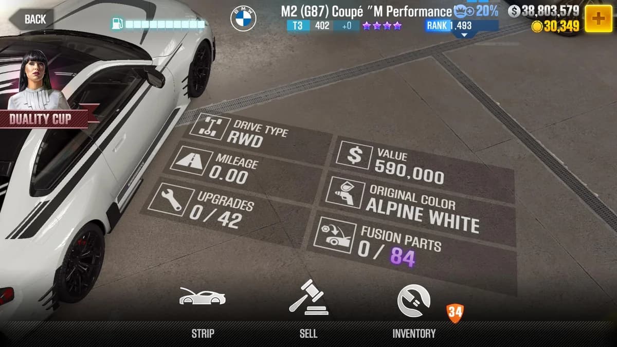 BMW 2023 M2 Coupe ''M Performance'' CSR2 fusion parts and upgrade breakdown, tier 3 purple star car