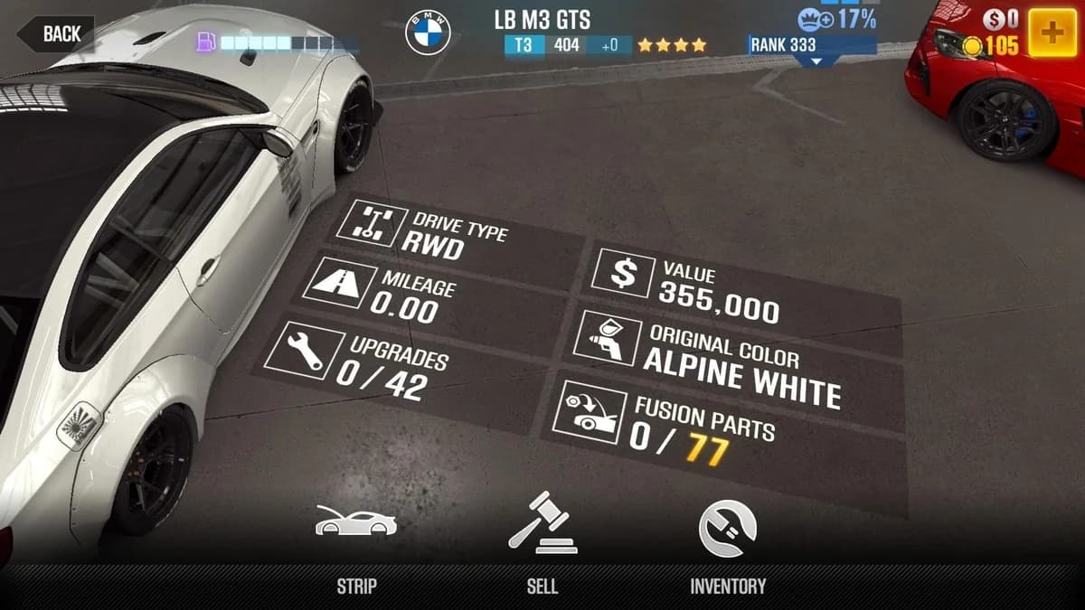 BMW 2011 LB M3 GTS CSR2 fusion parts and upgrade breakdown, tier 3 gold star car