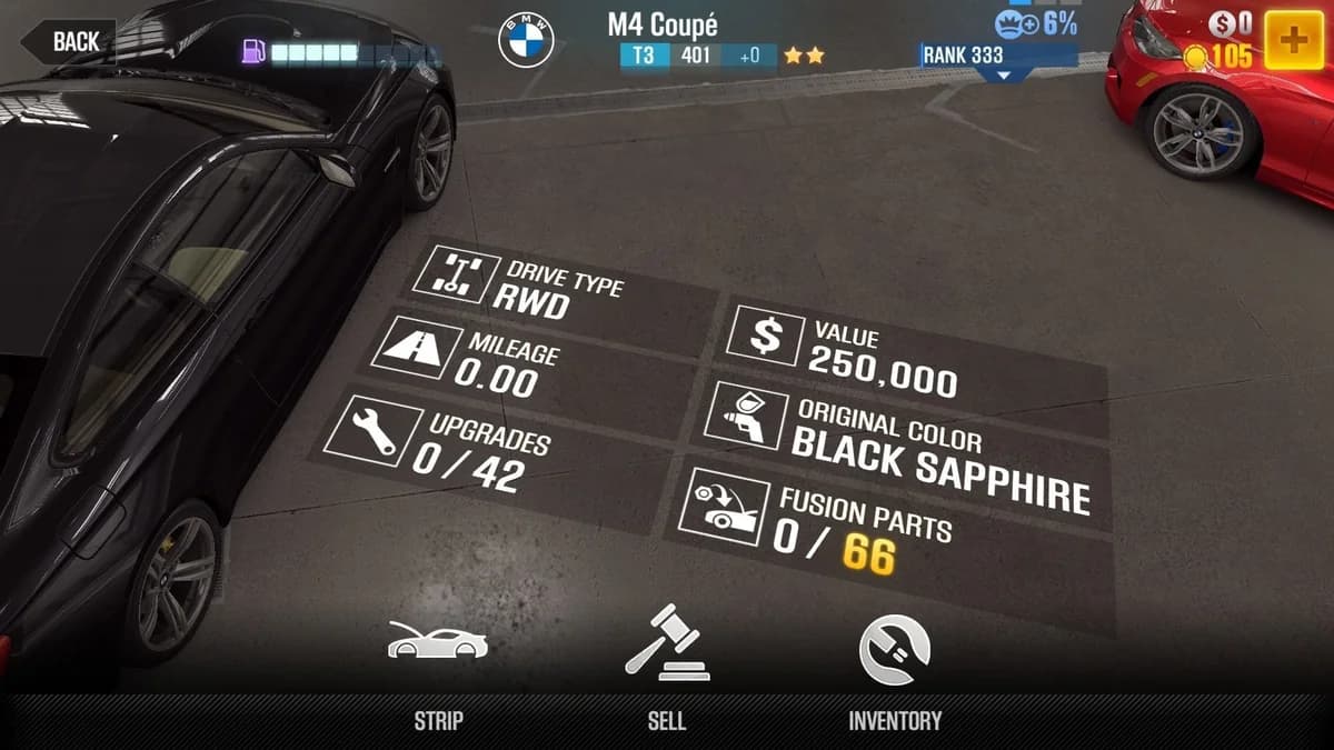 BMW 2014 M4 Coupe CSR2 fusion parts and upgrade breakdown, tier 3 gold star car