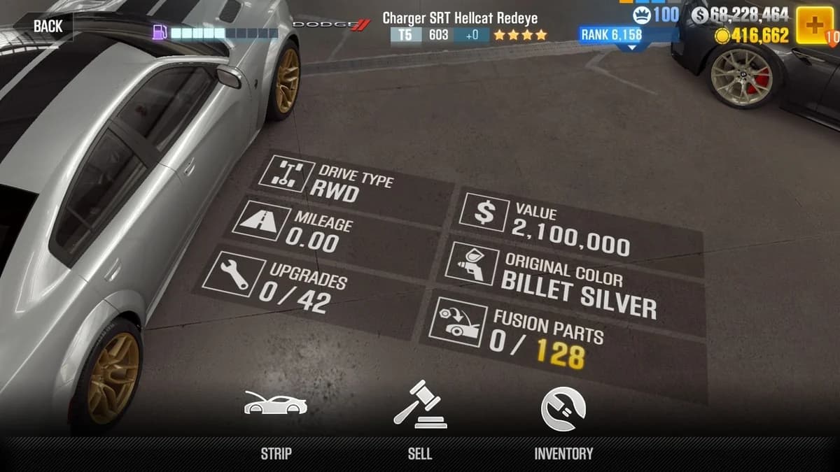 Dodge Charger SRT Hellcat Redeye CSR2 fusion parts and upgrade breakdown, tier 5 purple star car
