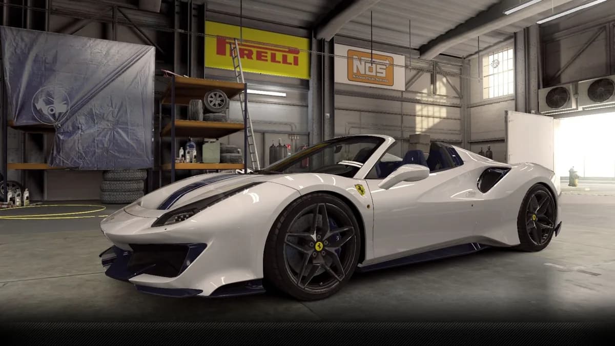 Ferrari 488 Pista Spider CSR2 season prize car in BiancoAvus