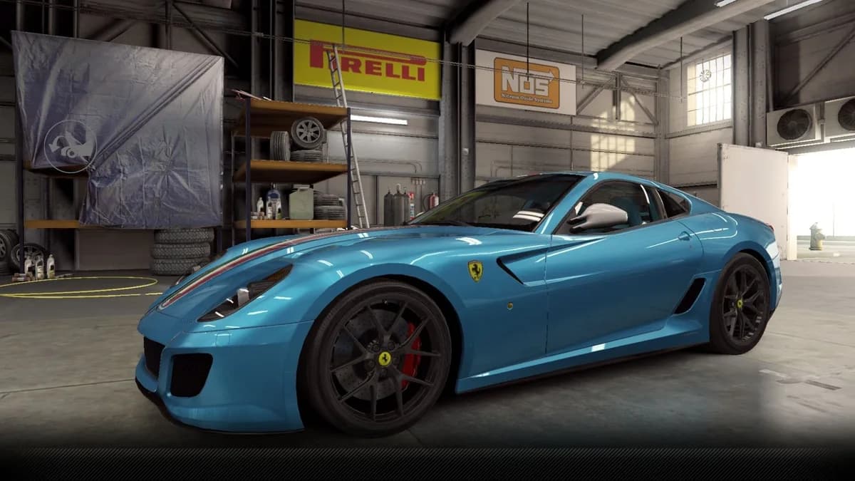 Ferrari 599 GTO CSR2 season prize car in AtelierAzzurroPearl