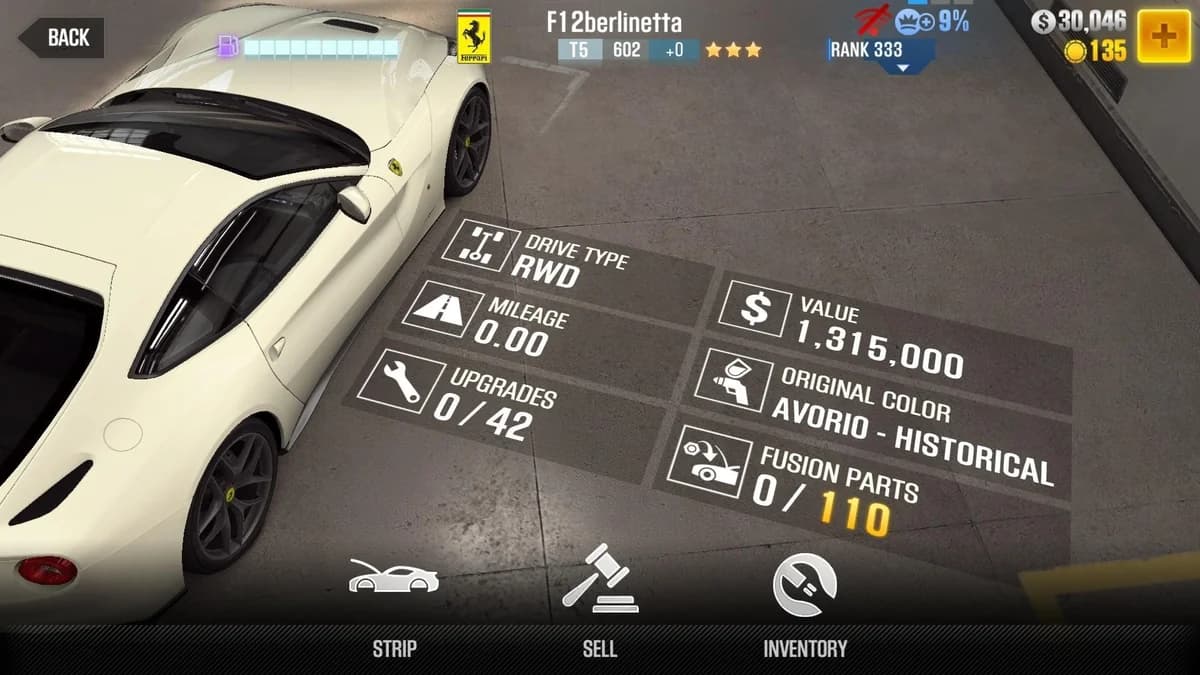 Ferrari F12berlinetta CSR2 fusion parts and upgrade breakdown, tier 5 gold star car