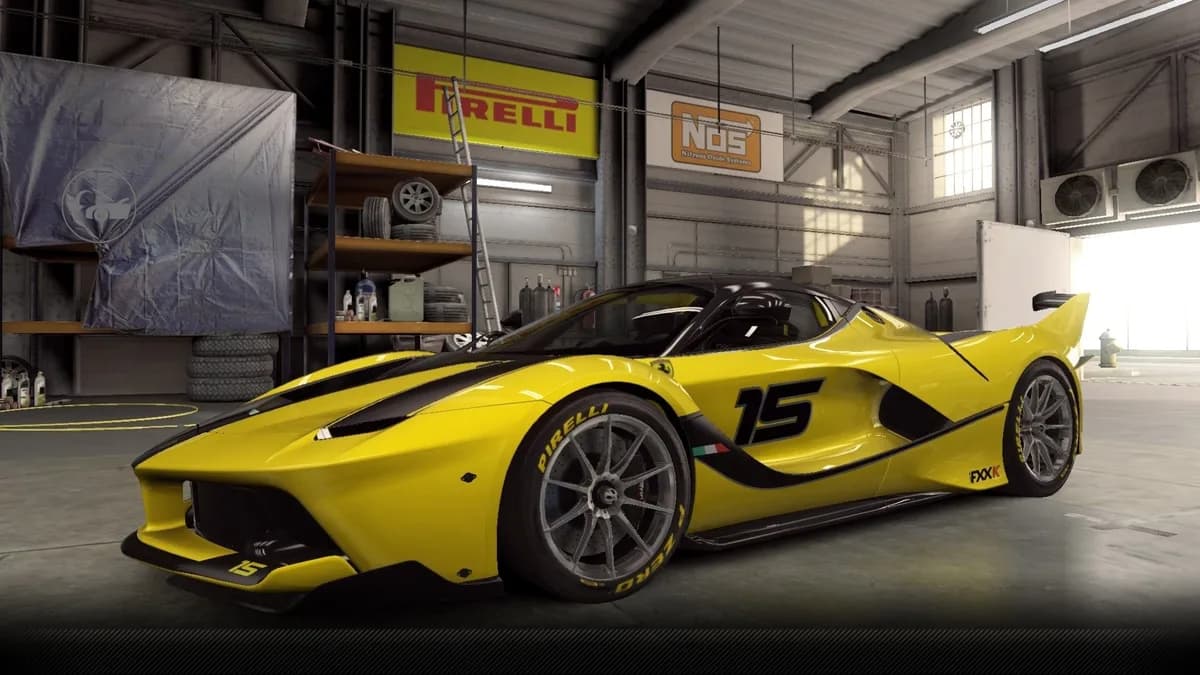 Ferrari FXX K CSR2 season prize car in GialloModena