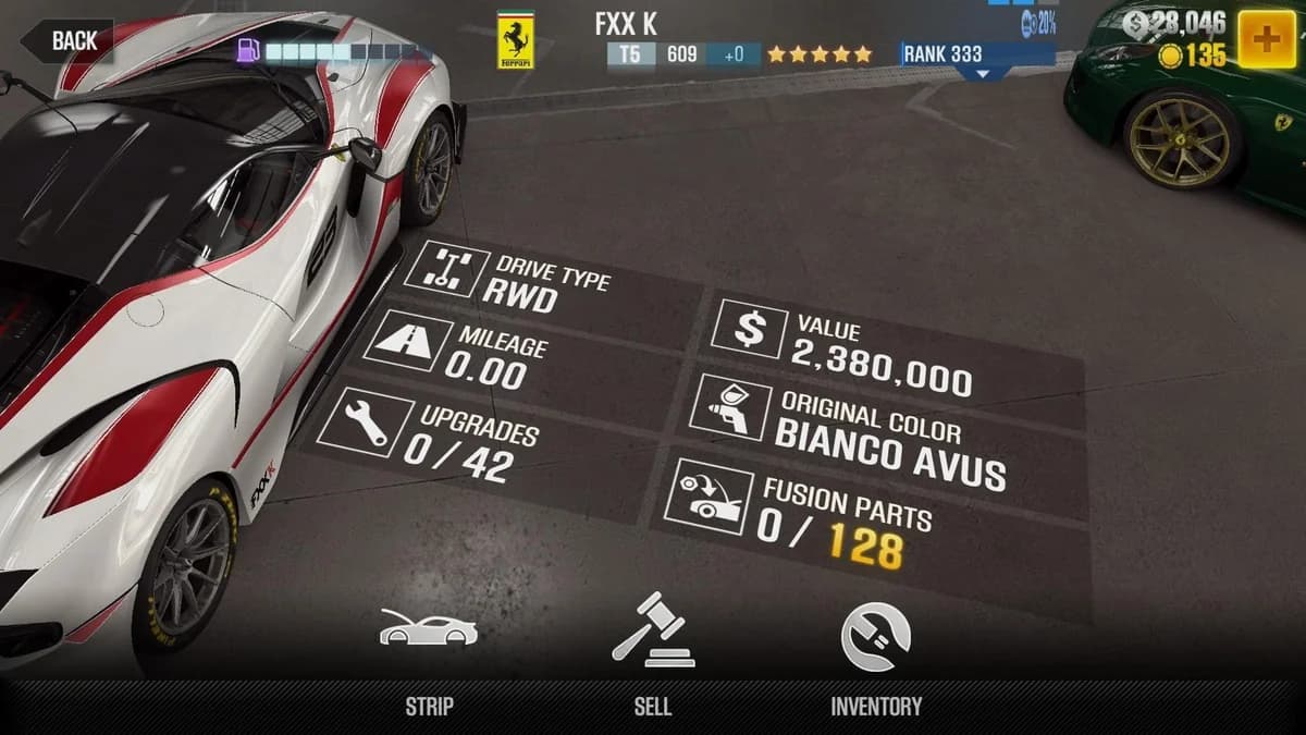 Ferrari FXX K CSR2 fusion parts and upgrade breakdown, tier 5 gold star car