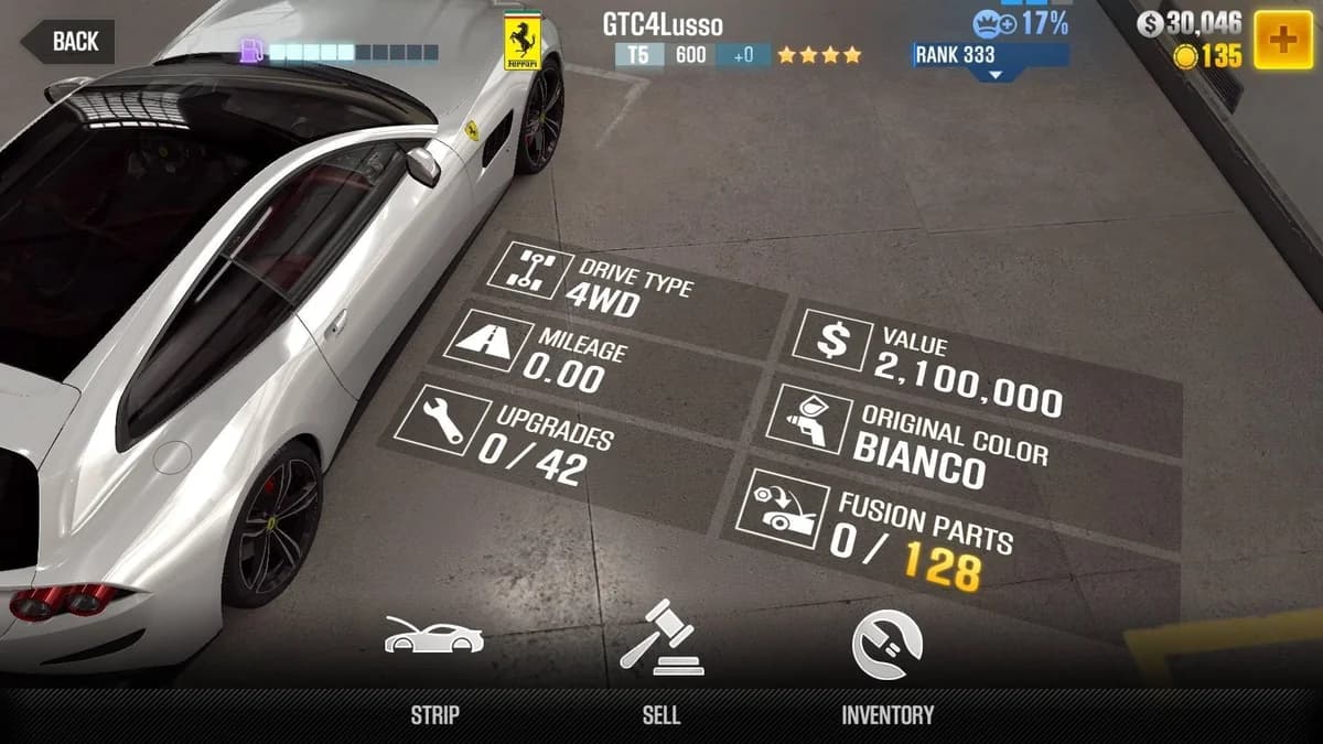 Ferrari GTC4Lusso CSR2 fusion parts and upgrade breakdown, tier 5 gold star car