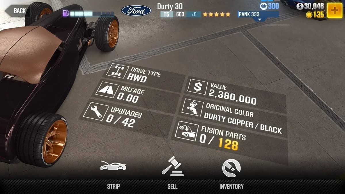 Ford Durty 30 CSR2 fusion parts and upgrade breakdown, tier 5 gold star car
