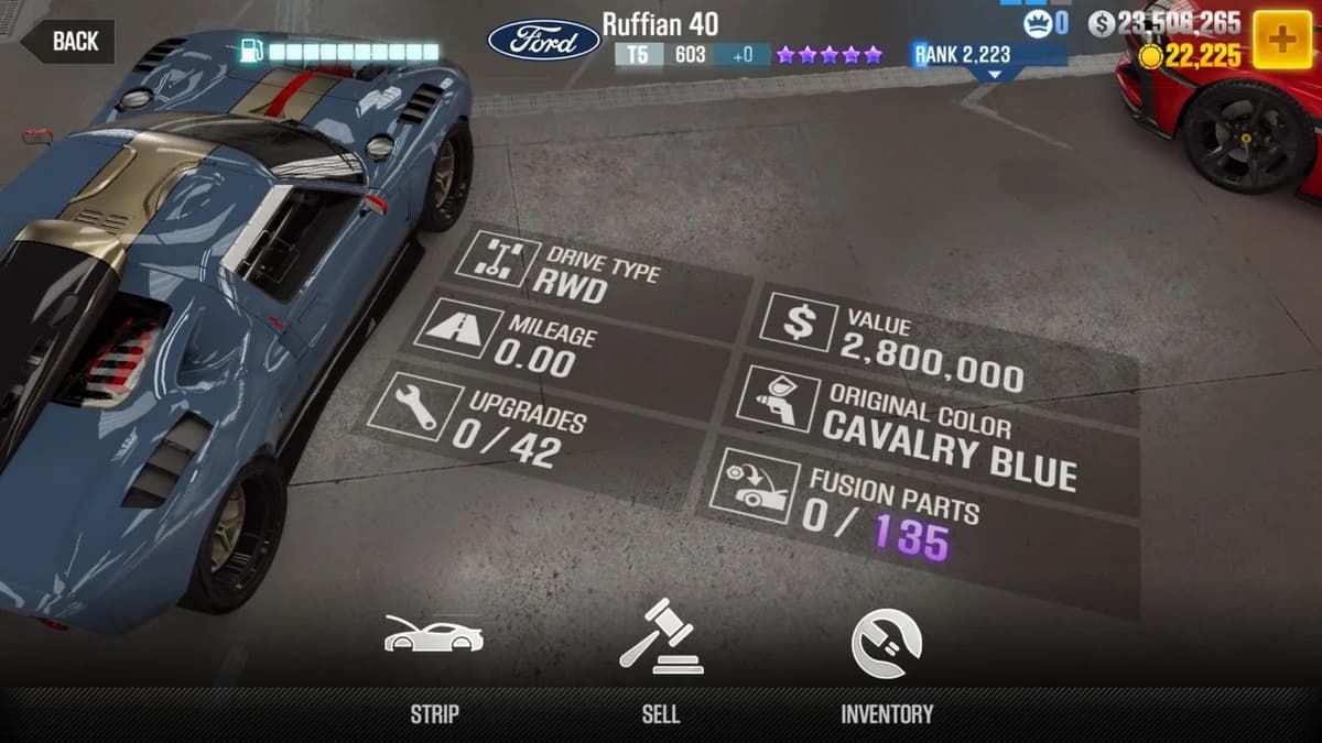 Ford Ruffian 40 CSR2 fusion parts and upgrade breakdown, tier 5 purple star car