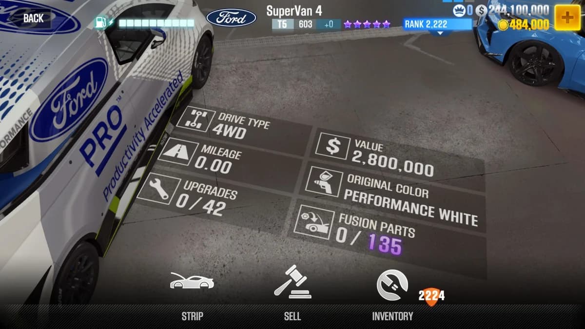 Ford SuperVan 4 CSR2 fusion parts and upgrade breakdown, tier 5 purple star car