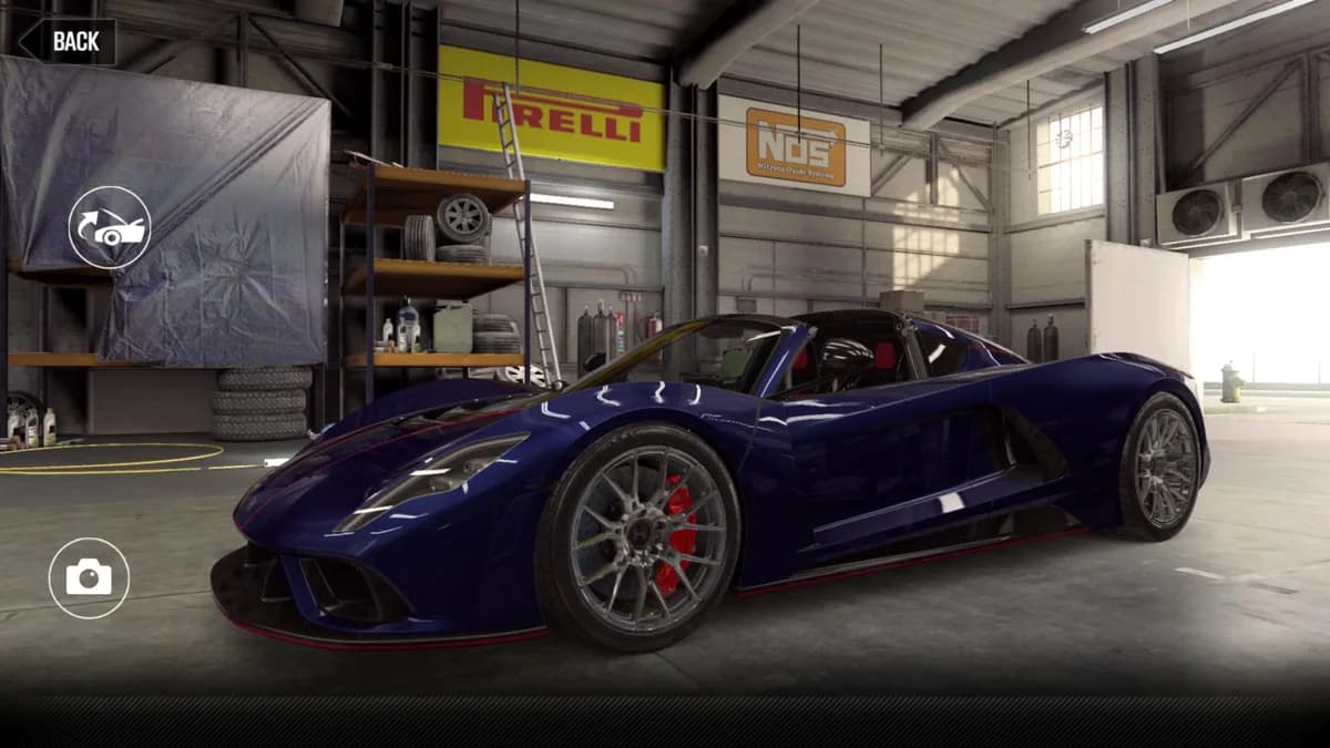 Hennessey Venom F5 Roadster CSR2 season prize car in Blue