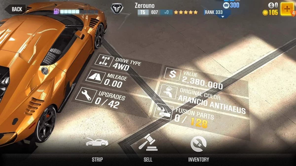 Italdesign Zerouno CSR2 fusion parts and upgrade breakdown, tier 5 purple star car