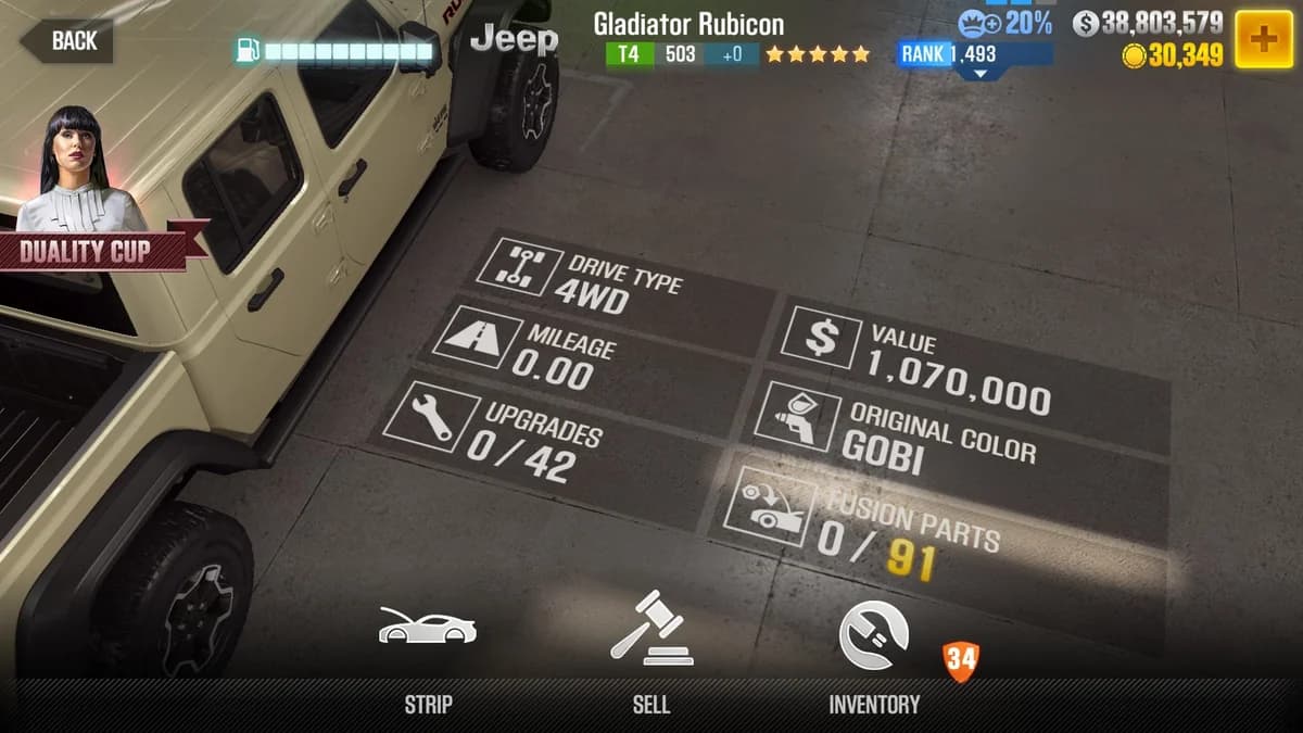 Jeep Gladiator 'Rubicon' CSR2 fusion parts and upgrade breakdown, tier 4 gold star car