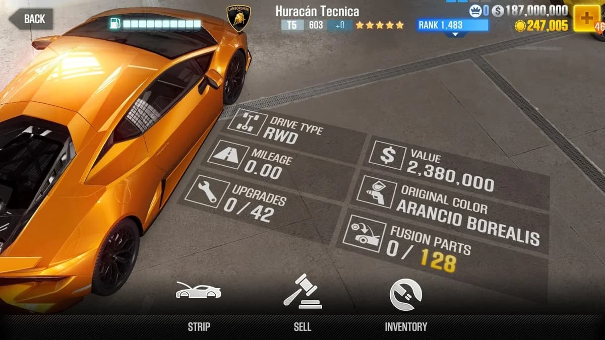 Lamborghini Huracán Tecnica CSR2 fusion parts and upgrade breakdown, tier 5 gold star car