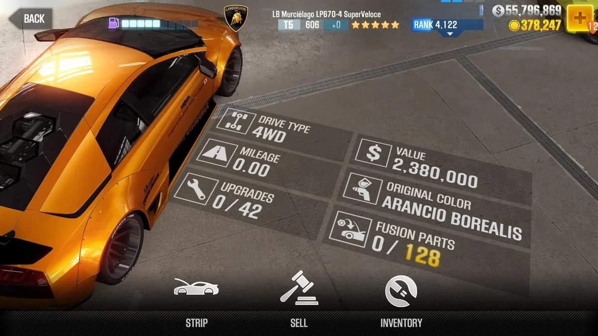 Lamborghini LB Murcielago LP670-4 SuperVeloce CSR2 fusion parts and upgrade breakdown, tier 5 purple star car