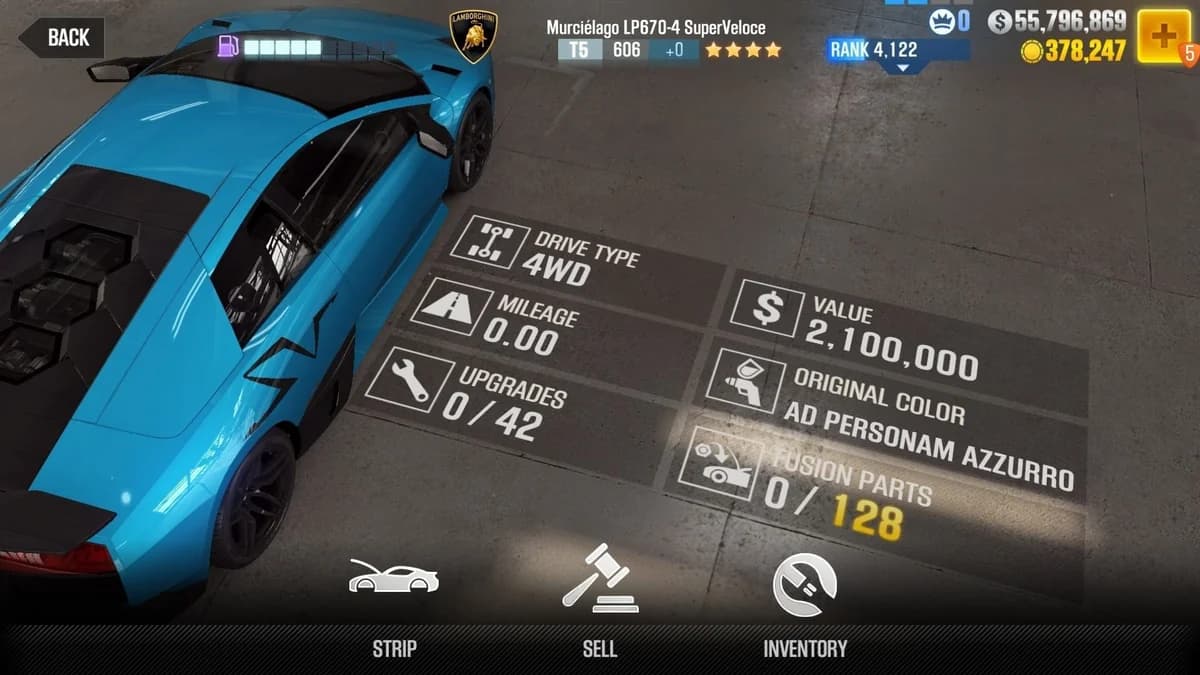 Lamborghini Murcielago LP670-4 SuperVeloce CSR2 fusion parts and upgrade breakdown, tier 5 gold star car