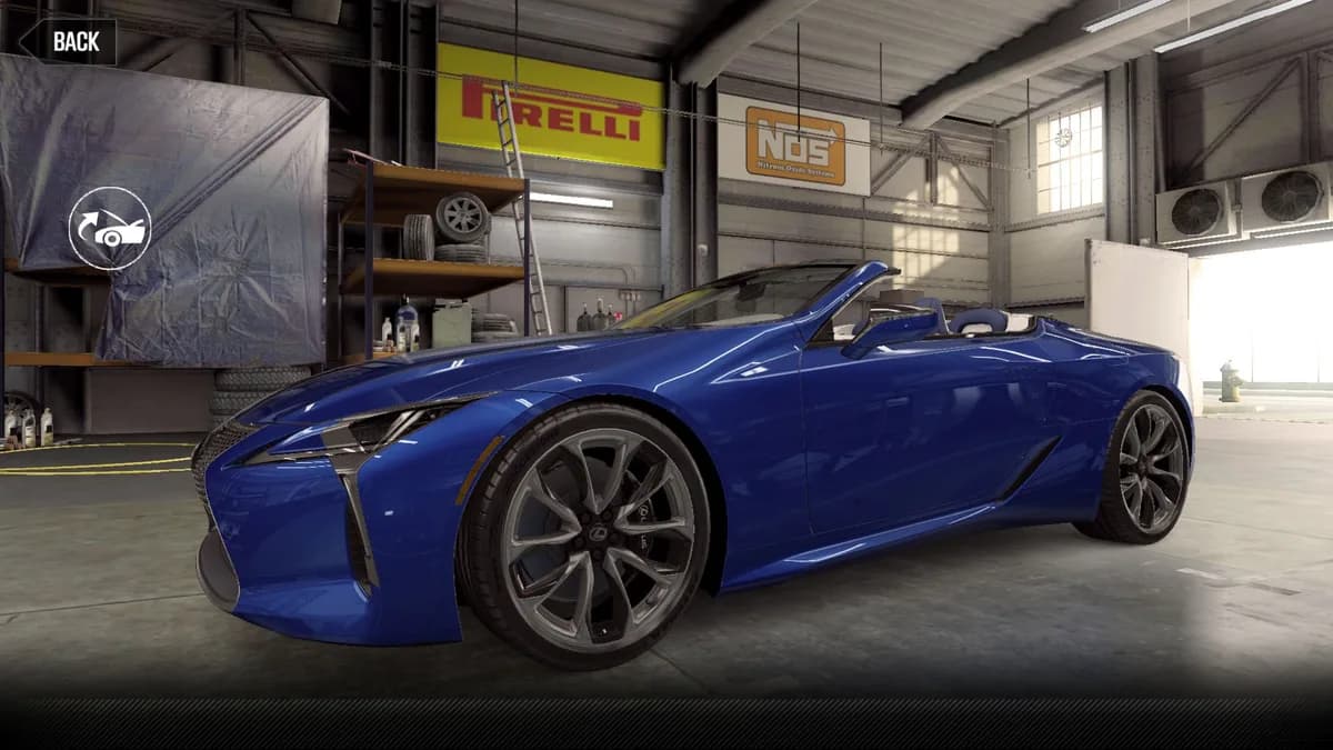 Lexus LC 500 Convertible CSR2 season prize car in StructuralBlue