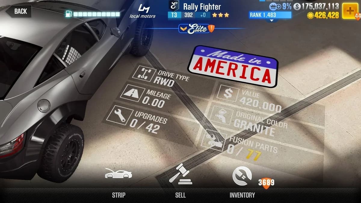 Letty's Local Motors Rally Fighter (FnF) CSR2 fusion parts and upgrade breakdown, tier 3 purple star car