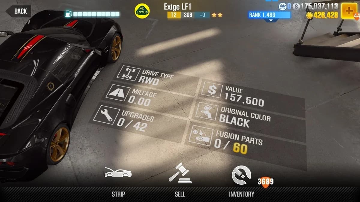 Lotus Exige LF1 CSR2 fusion parts and upgrade breakdown, tier 2 gold star car