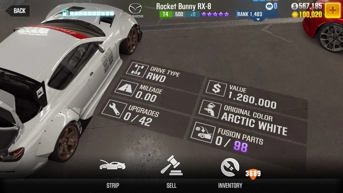 Neela's Mazda Veilside ''VSD1-GT'' RX-8 (FnF) CSR2 fusion parts and upgrade breakdown, tier 4 purple star car