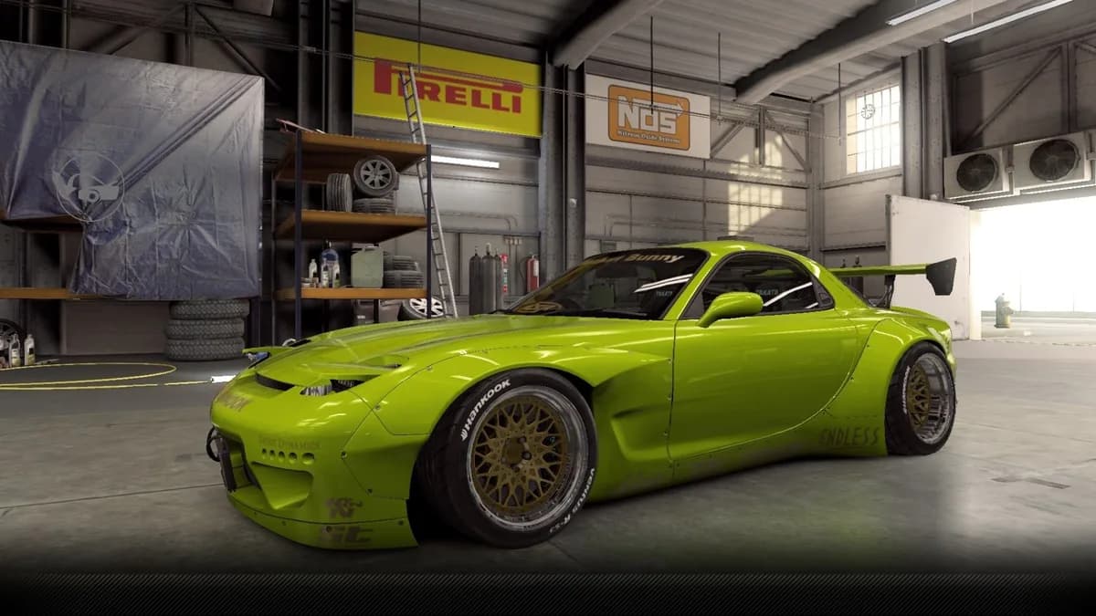 Mazda RX-7 Rocket Bunny CSR2 season prize car in Citron
