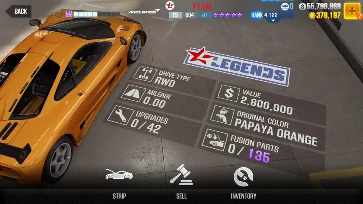 McLaren F1 LM CSR2 fusion parts and upgrade breakdown, tier 5 purple star car