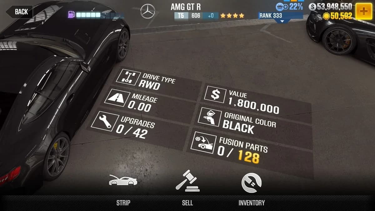 Mercedes-AMG GT R CSR2 fusion parts and upgrade breakdown, tier 5 gold star car