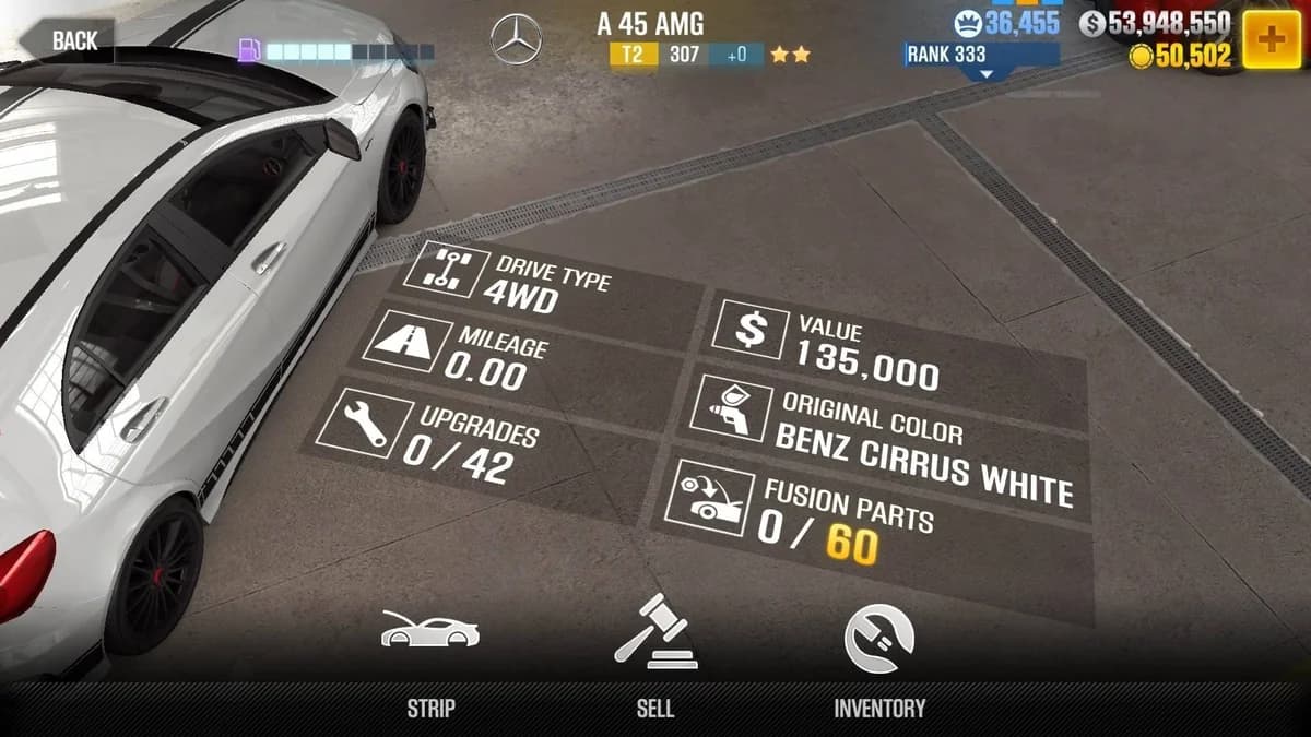 Mercedes-AMG A 45 CSR2 fusion parts and upgrade breakdown, tier 2 gold star car