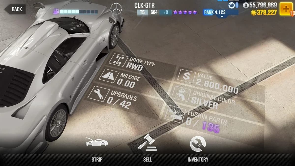 Mercedes-Benz CLK-GTR CSR2 fusion parts and upgrade breakdown, tier 5 purple star car