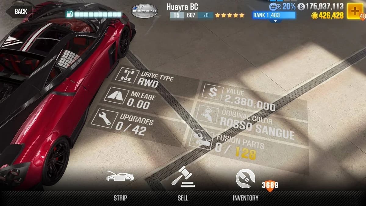 Pagani Huayra BC CSR2 fusion parts and upgrade breakdown, tier 5 gold star car