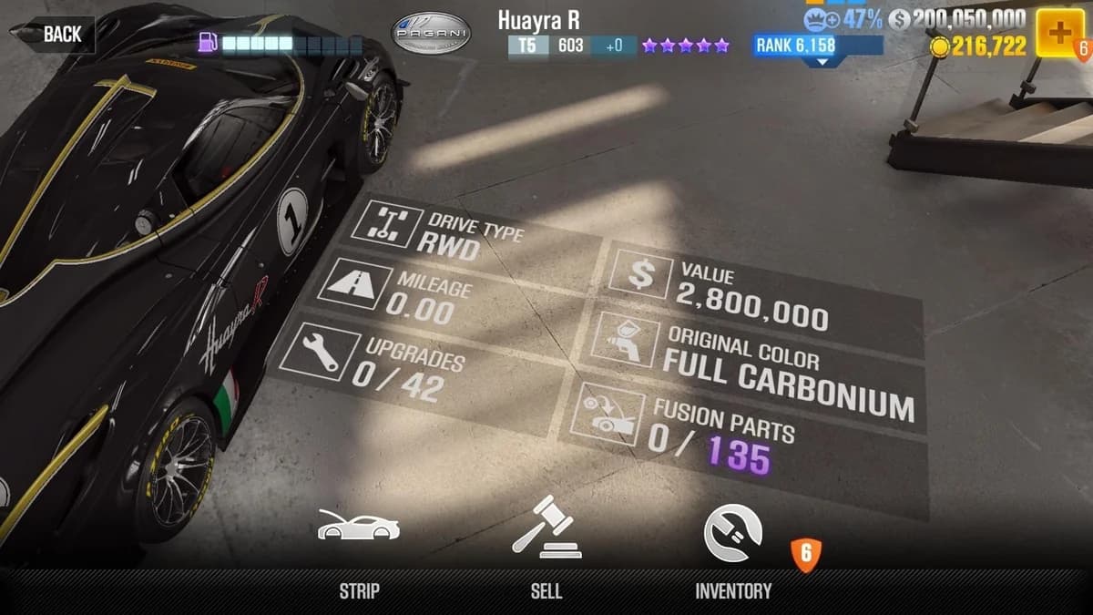 Pagani Huayra R CSR2 fusion parts and upgrade breakdown, tier 5 purple star car