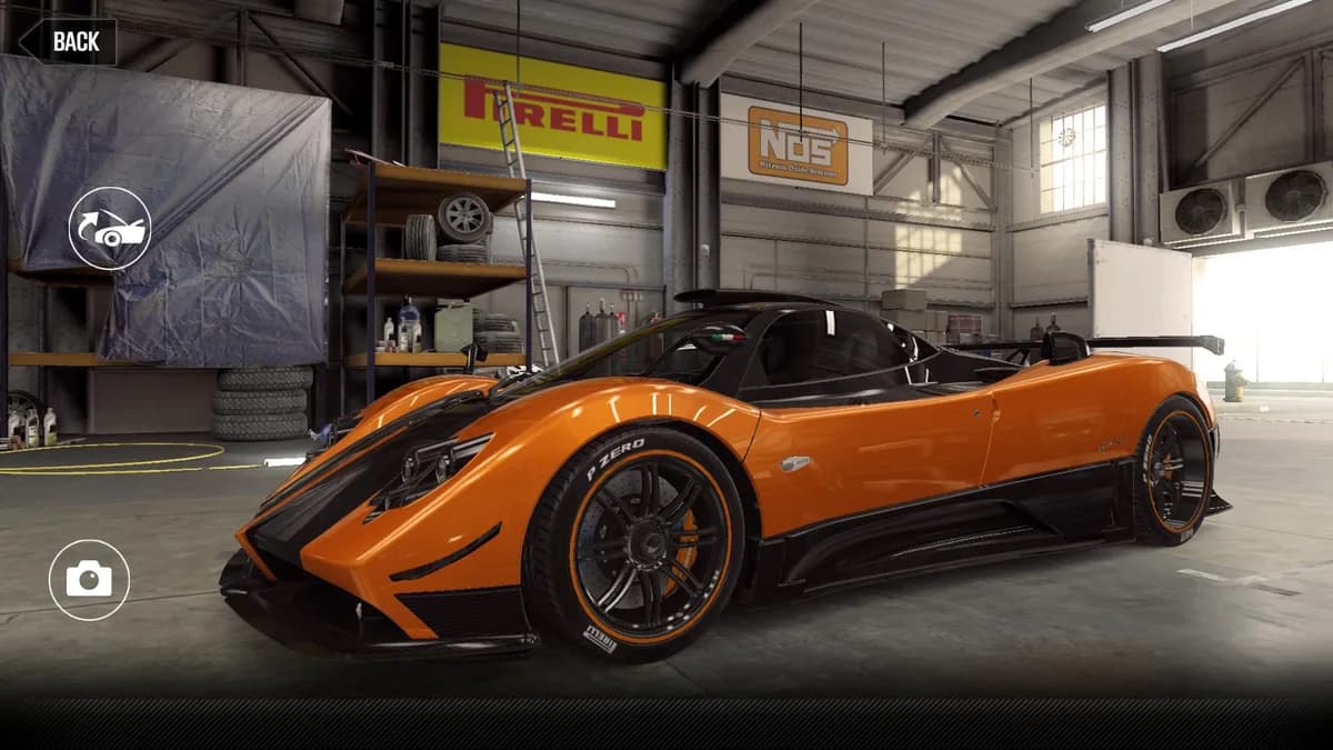 Pagani Zonda Cinque Coupé CSR2 season prize car in ArancioSaint-Tropez