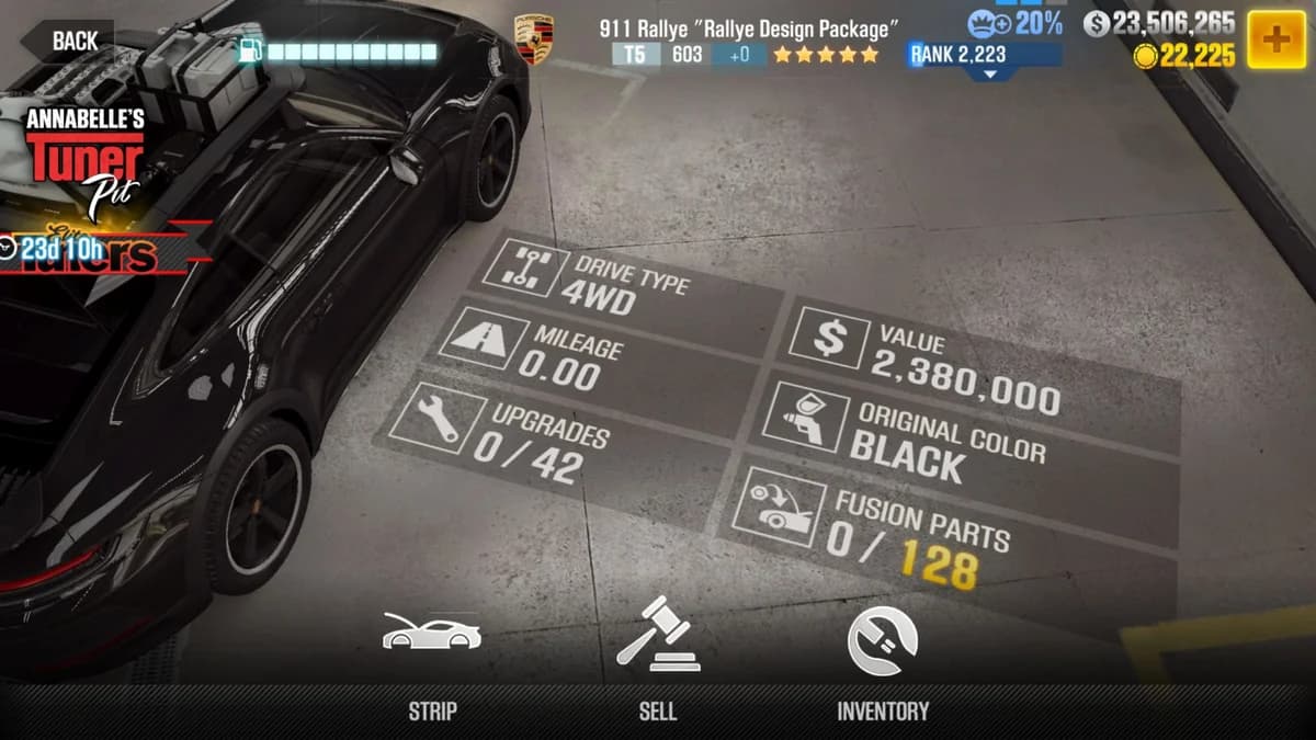 Porsche 911 Rallye ''Rallye Design Package'' CSR2 fusion parts and upgrade breakdown, tier 5 gold star car