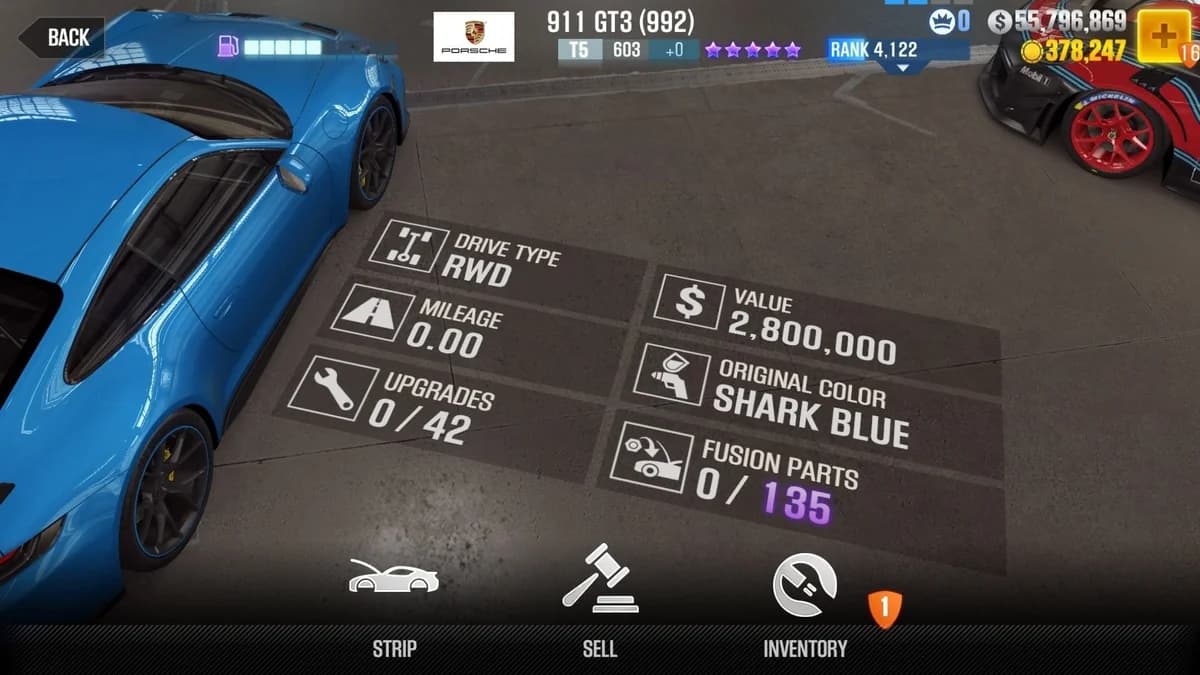 Porsche 911 GT3 (992) CSR2 fusion parts and upgrade breakdown, tier 5 purple star car
