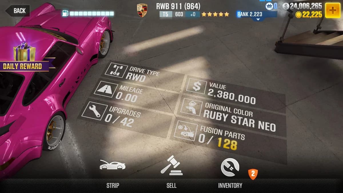 Porsche RWB 911 (964) CSR2 fusion parts and upgrade breakdown, tier 5 gold star car