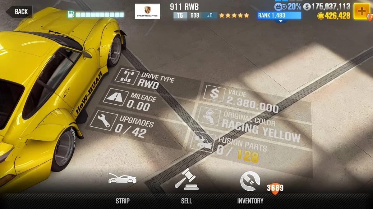 Porsche 911 RWB CSR2 fusion parts and upgrade breakdown, tier 5 gold star car