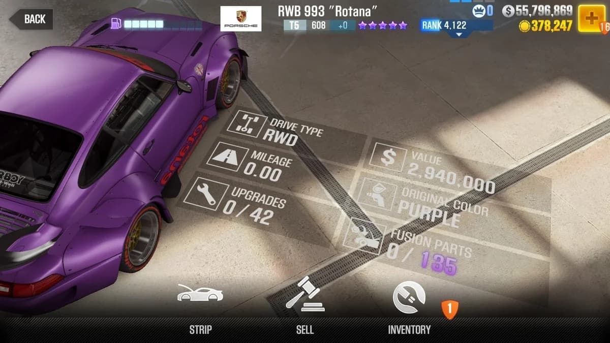 Porsche RWB 993 ''Rotana'' CSR2 fusion parts and upgrade breakdown, tier 5 purple star car
