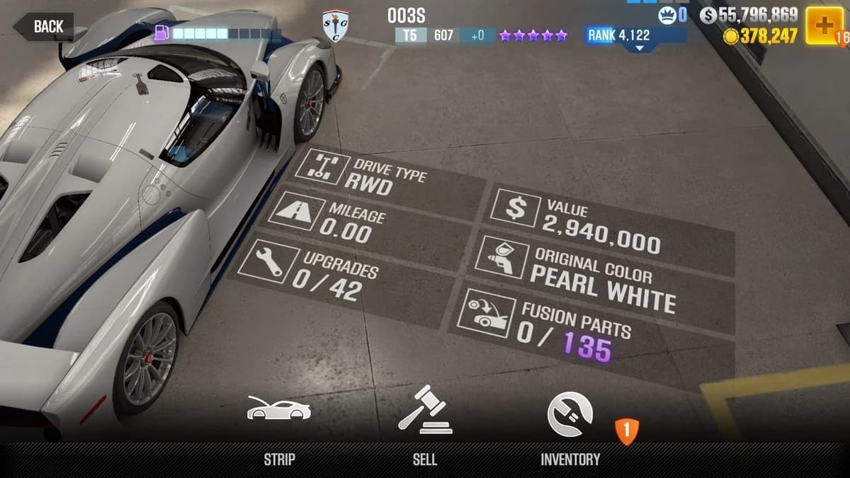 SCG 003S CSR2 fusion parts and upgrade breakdown, tier 5 purple star car
