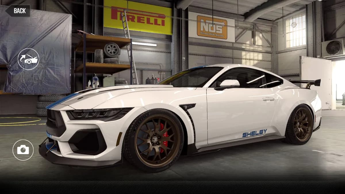 Shelby Super Snake CSR2 season prize car in OxfordWhite