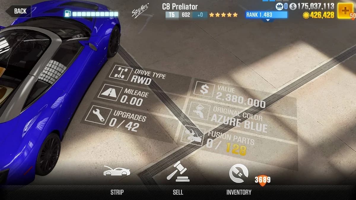 Spyker C8 Preliator CSR2 fusion parts and upgrade breakdown, tier 5 gold star car